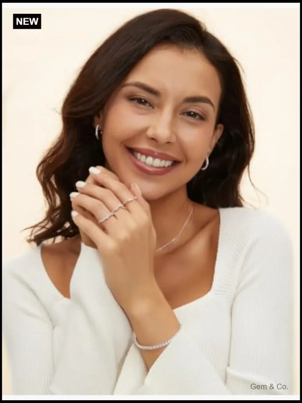 Curved V Shaped CZ Stackable Wedding Ring Size 7